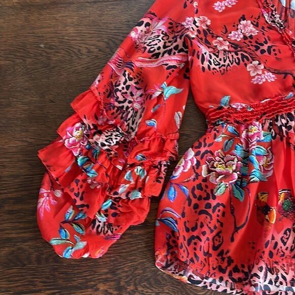 LULA SOUL RED FLORAL BLOUSE - Picture 7 of 11